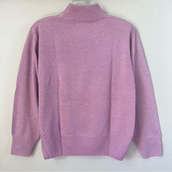 VTG Dressbarn Powder Pink Shimmer Mock Cowl  Sweater SZ XL - Picture 3 of 15